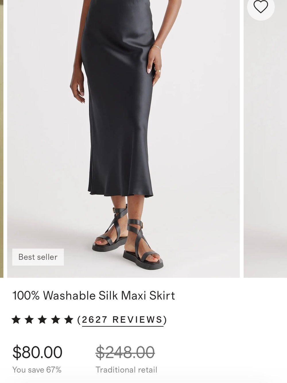 Quince Black Satin Slip Skirt